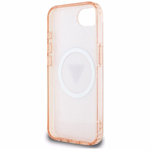 Guess IML Metal Glitter 4G Circle Triangle magnētiskais viedtālruņa apvalks iPhone 16e - rozā