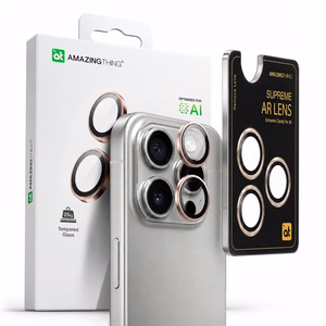 AmazingThing AR alumīnija 3 objektīvu stikls ar objektīva rāmi iPhone 16 Pro / 16 Pro Max - rozā zelts