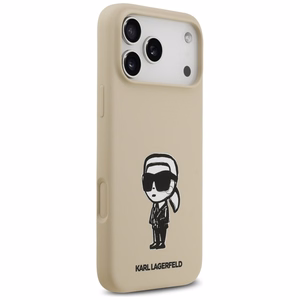 KARL LAGERFELD viedtālruņa apvalks IPHONE 17 Pro Max ar MagSafe saderīgs (silikona ar KL zīmējumu un logotipu) - brūns