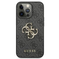 Guess GUHCP13L4GMGGR iPhone 13 Pro / iPhone 13 6.1 pelēkais ciets apvalks 4G Big Metal Logo