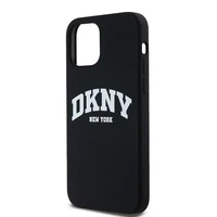 DKNY Šķidrs silikona balts drukāts logotips magnētiskais viedtālruņa apvalks iPhone 12/12 Pro - melns