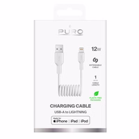 Puro 12W USB-A - Lightning spirālveida kabelis 1m - balts