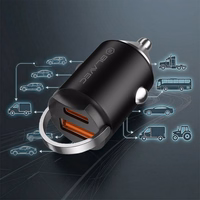 Blavec Auto lādētājs BS-02B-C Aero - USB + Type C - QC 3.0 18W PD 30W ar Type C to Type C cable (CCBS02BCA-UCB) melns