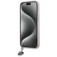 Karl Lagerfeld Saffiano Rhinestones & Charm viedtālruņa apvalks iPhone 15 / 14 / 13 - rozā
