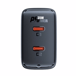 Ātrais GaN 35W PD lādētājs 2x USB C Acefast A49 - melns