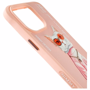 NIMMY case GLASSES COOL CAT for IPHONE 15 Pro Max pink