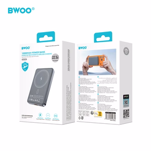 BWOO P82 BO внешний аккумулятор 10000 мАч 15W беспроводная зарядка тёмно-серый