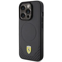 Ferrari oglekļa šķiedras metāla logotipa MagSafe apvalks iPhone 15 Pro – melns