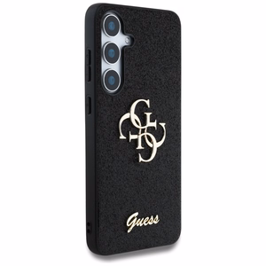 Guess Fixed Glitter Big 4G Metal Logo viedtālruņa apvalks Samsung Galaxy S25 melns