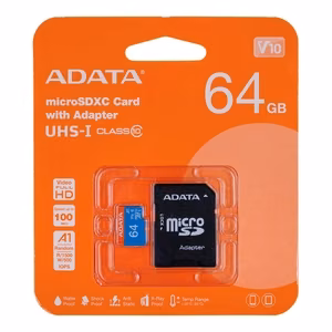 Atmiņas karte ADATA microSD 64GB (UHS-I Class 10) + SD adapteris