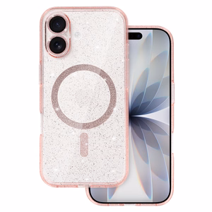 Mirdzošs magnētiskais viedtālruņa apvalks Iphone 17, rozā, caurspīdīgs