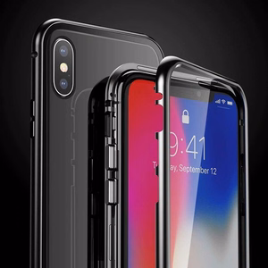 Wozinsky pilnībā magnētiskais apvalks pilna korpusa priekšējais un aizmugurējais vāks ar iebūvētu stiklu Samsung Galaxy A72 4G melns-caurspīdīgs