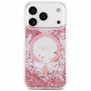 Guess Resin Bottom Glitter MagSafe maciņš, paredzēts iPhone 18 Pro Max / 17 Pro Max, rozā