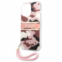 Guess GUHCP13LKCABPI iPhone 13 Pro / 13 6.1" rozā/rozā cietais apvalks Camo Strap Collection
