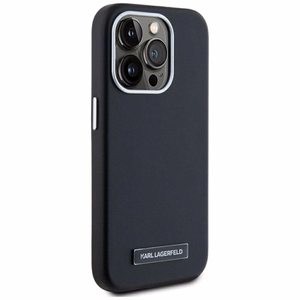 Karl Lagerfeld FW Metal Plate Magnētiskais iPhone 15 Pro viedtālruņa apvalks - melns