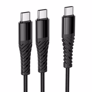 Cable 2in1 USB C to USB C+C Hoco 1m X123 black