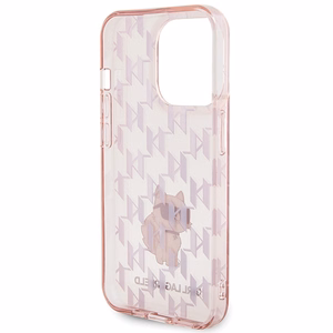 Karl Lagerfeld monogramma Choupette viedtālruņa apvalks iPhone 15 Pro Max - rozā