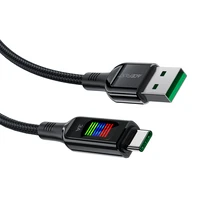 Acefast C7-04 USB-A USB-C 60W 1.2m kabelis ar ekrānu - melns