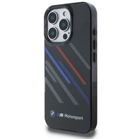 BMW Motosport IML nejaušas svītras iPhone 16 Pro apvalks - melns
