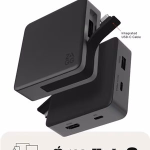 ZAGG 4 portu USB-C centrmezgls, melns / pelēks