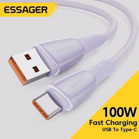 USB Kabelis Essager "Rainbow" Zaļš "Type-C" 200cm (up to 100W)