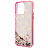 Guess GUHCP14XLC4PSGP iPhone 14 Pro Max 6.7" rozā/rozā cietais apvalks Liquid Glitter 4G caurspīdīgs