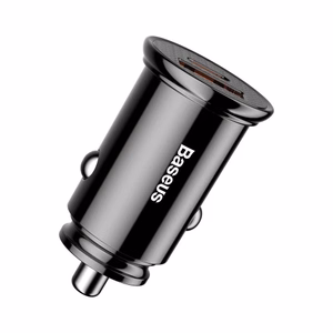 Baseus Circular Plastic QC 3.0 PD automašīnas lādētājs 1x USB-C - USB ports 30W melns