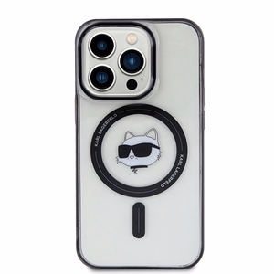 Karl Lagerfeld IML Choupette's Head magnētiskais viedtālruņa apvalks iPhone 15 Pro - caurspīdīgs