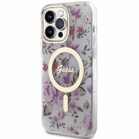 Guess GUHMP14LHCFWST iPhone 14 Pro 6.1" caurspīdīgs cietais apvalks Ziedu MagSafe