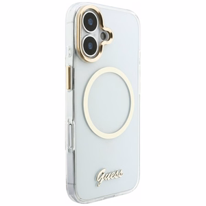 Guess IML Script Metal MagSafe Maciņš for iPhone 17 - caurspīdīgs