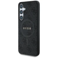 Guess Ādas 4G Krāsains Gredzens Klasiskais Logotips Magnētiskais Samsung Galaxy S25 viedtālruņa apvalks melna