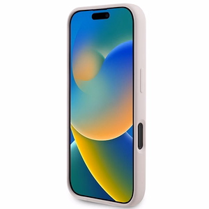 Karl Lagerfeld silikona magnētiskais viedtālruņa apvalks iPhone 16 Plus ar Karl & Choupette galvu gredzenu - rozā