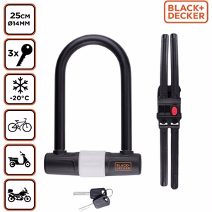 BLACK+DECKER U veida velosipēda slēdzene, 14 × 25 cm