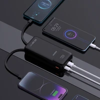 Dudao K15Pro portatīvais lādētājs 20000mAh 22.5W PD USB-C / USB-A / ar iebūvētiem Lightning un USB-C kabeļiem - melna