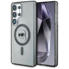 Viedtālruņa apvalks Karl Lagerfeld Button Karl Head Printed Logo Magnētiskais Samsung Galaxy S25 Ultra melns