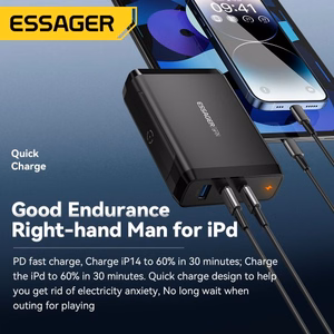 Lādētājs Essager Peak 2 Melns 140W (2xPD / QC3.0)