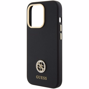 Guess silikona Logo Strass 4G viedtālruņa apvalks iPhone 15 Pro - melns