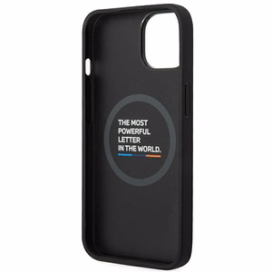 Viedtālruņa apvalks BMW BMHMP14S22PTDK iPhone 14 6.1 "melns / melna Ādas Zīmogs Trīskrāsu Magnētiskais