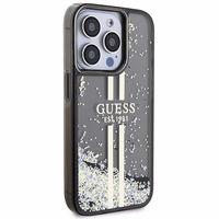 Guess Liquid Glitter Gold Stripes viedtālruņa apvalks iPhone 15 Pro - melns