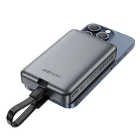 Magnētiskais portatīvais lādētājs Acefast M10 2x USB-C PD 30W ar 15W bezvadu uzlādi un USB-C kabeli (melns)