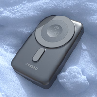 Dudao K29 10000mAh PD 20W Magnētiskā portatīvais lādētājs ar metāla apvalku, statīvu un iebūvētiem USB-C/Lightning kabeļiem - pelēka