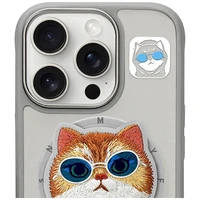 AmazingThing Nimmy Glasses Cool Cat MagSafe apvalks viedtālrunim iPhone 16 Pro Max – pelēks