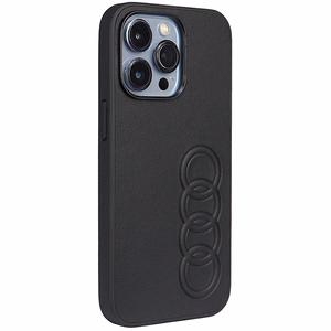 Audi sintētiskās ādas viedtālruņa apvalks iPhone 13 Pro / 13 6.1" melns/melns cietais apvalks AU-TPUPCIP13P-TT/D1-BK