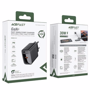 Acefast A98 tīkla lādētājs GaN USB-A / USB-C PD 30W - melns