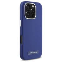 Karl Lagerfeld FW Metal Plate Magnētiskais viedtālruņa apvalks iPhone 16 Pro Max - zils
