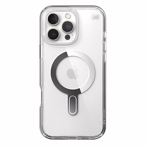 Speck Presidio Perfect-Clear vāciņš ar MagSafe un ClickLock iPhone 16 Pro Max tālrunim, Clear/Chrome
