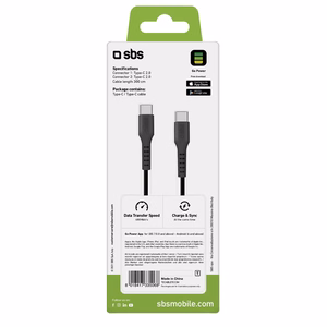 SBS TECABLETCC3M USB-C - USB-C kabelis 3 m - melns