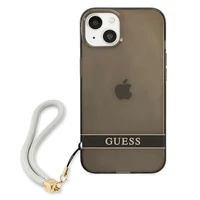 Guess GUHCP13SHTSGSK iPhone 13 mini 5.4" melns/melns cietais viedtālruņa apvalks ar caurspīdīgu dizainu Stap