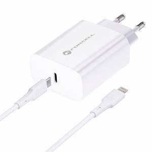 Зарядное устройство Forcell F-Energy USB C QC4.0 PD 3A 20W + кабель USB C - Lightning TFK-TC-20WPD белое