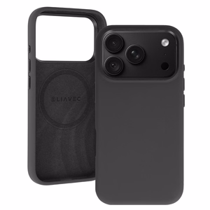 Liavec Silky vāciņš ar metāla kameras ietvaru, paredzēts iPhone 18 Pro/17 Pro, melns